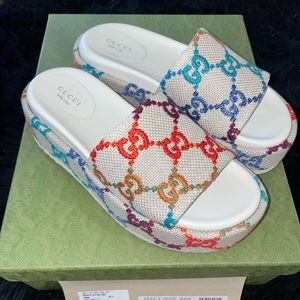 Gucci Multicolor Canvas Slides